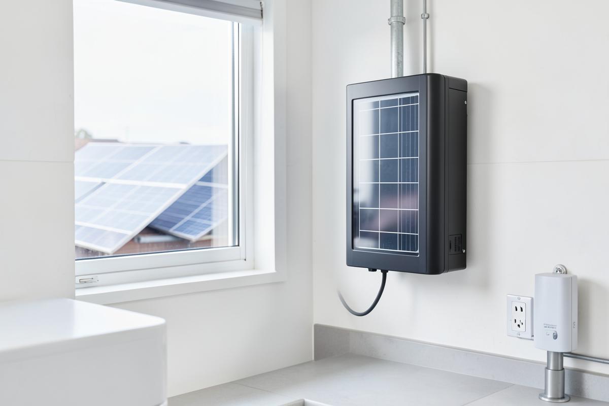 Modern wall-mounted solar battery storage system