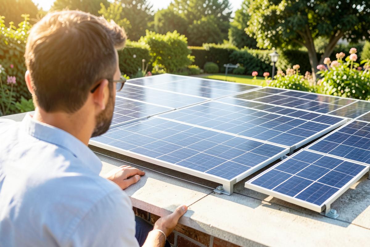 Homeowner reviewing residential solar panels